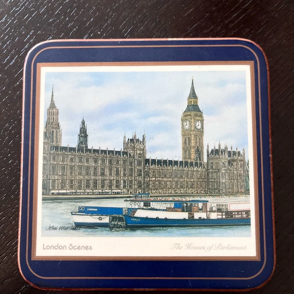 Vintage Pimpernel London Landmarks Coasters Set of 6 Made in England Cork Back